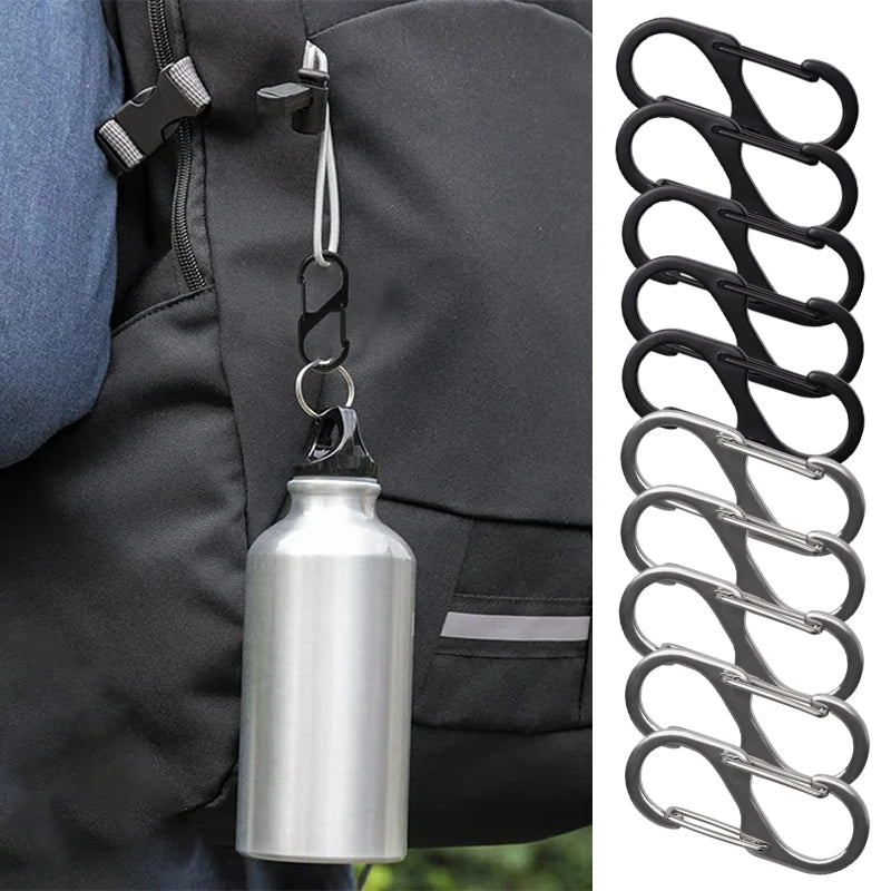 5PCS Tactical S-Type Carabiner Hooks – Mini Aluminum Keychain Clips for Camping & Hiking